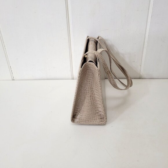 Tiger Needlepoint Faux Croc Beige Handbag Lee Needle Arts - Picture 5 of 9